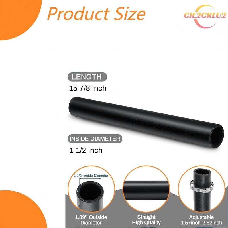 Cil2Crlu2 1 1/2" ID Gasoline Fuel Filler Neck Hose with 4 Clamps - (Straight, 1 1/2" ID, 15 7/8" Long) - Image 2